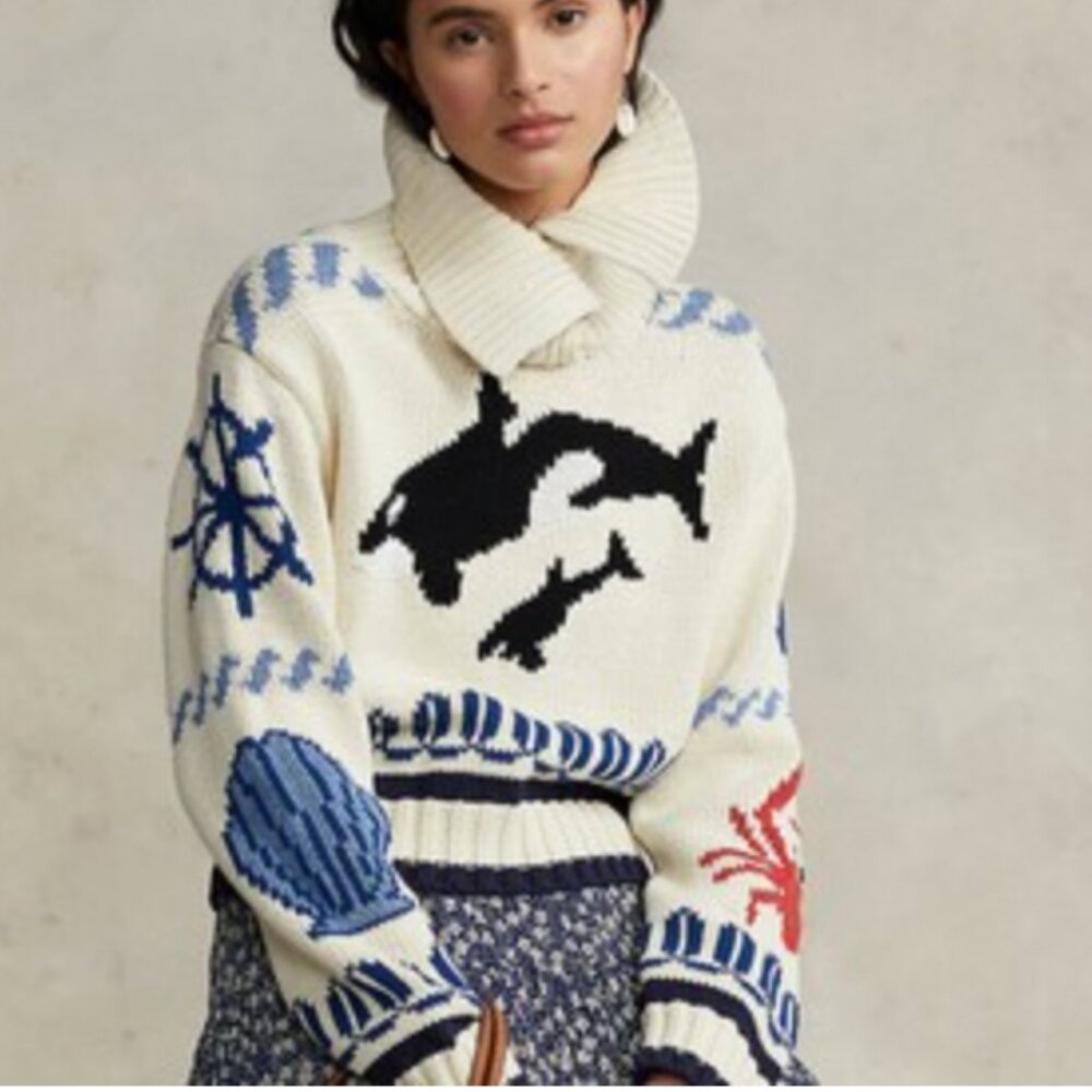 RARE NWT Polo Ralph Lauren Nautical Motif Cotton Sweater Medium SOLD OUT